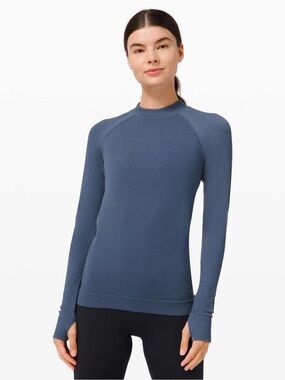 Lululemon keep the heat thermal long sleeve top size XS iron blue NWOT